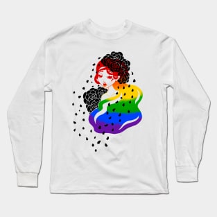 Rainbow Rose Girl Long Sleeve T-Shirt